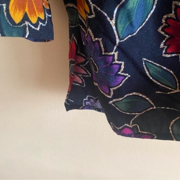 Y2K Jessie Rayon Collared Floral Long Sleeve Blouse Woman Large Dopamine Retro - Picture 7 of 11